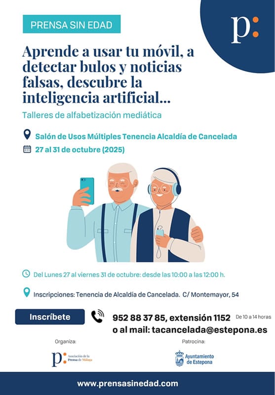 Estepona City Council collaborates in a new edition of the media literacy project for seniors ‘Press without Age’.
